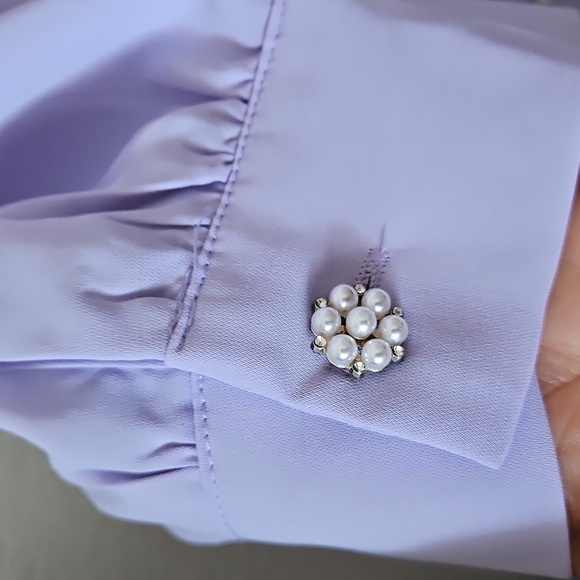 Women's Lavender Button-Up Blouse - Picture 5 of 5